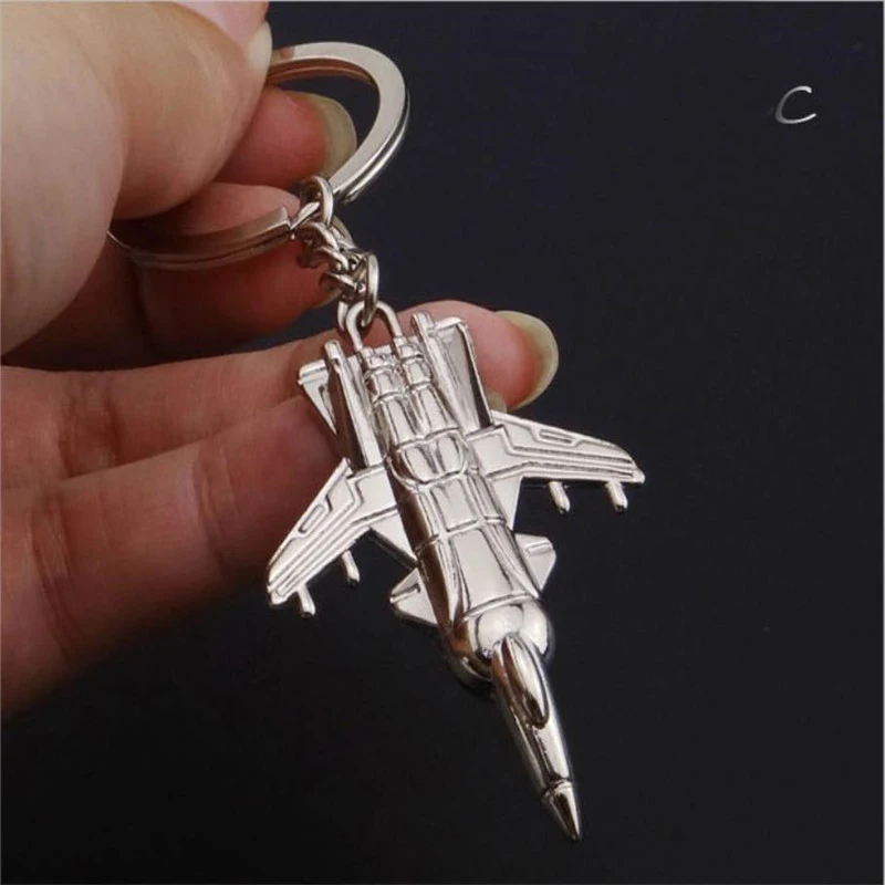 C Aircraft Keychain Helicopter Key Chain Fighter Key Pendant Aviation Small Gift Souvenir - Color: C