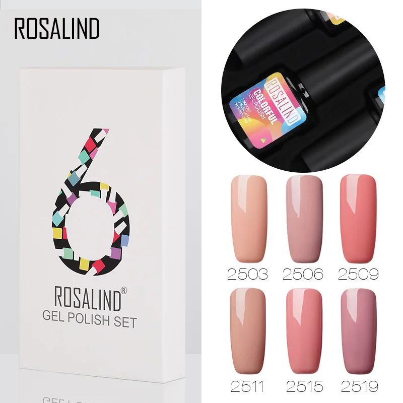 (6 шт./партия) ROSALIND 10 мл гель набор для маникюра Лак ногтей Набор Полупостоянный