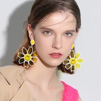 fishsheep 2019 korean big clear acrylic flower drop earrings for women bohemian sunflower statement dangle earring boho jewelry