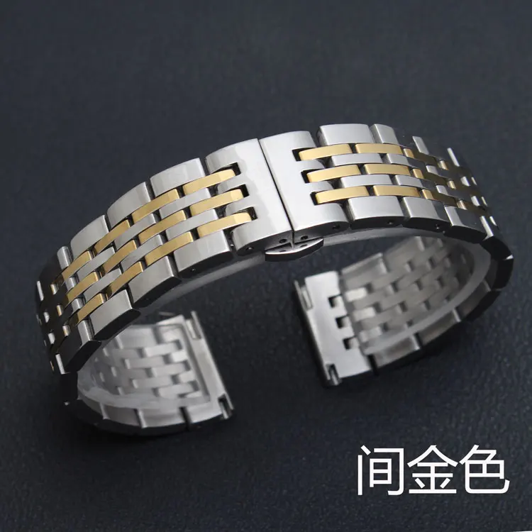 Подходит для Tissot Leroc 1853 высокого качества из твердой нержавеющей стали мужские и женские часы ремень 18 мм 19 мм 20 мм 21 мм 22 мм - Цвет ремешка: Between the golden