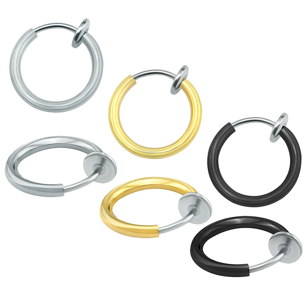 Серьги-кольца из нержавеющей стали для имитации пирсинга модные украшения ушей