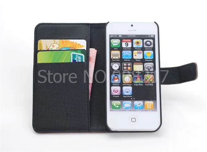 Wholesale Wallet Cases Protector Skin Covers for iphone 5 5s PU Leather Case With Credit Card Slots &amp Holder |