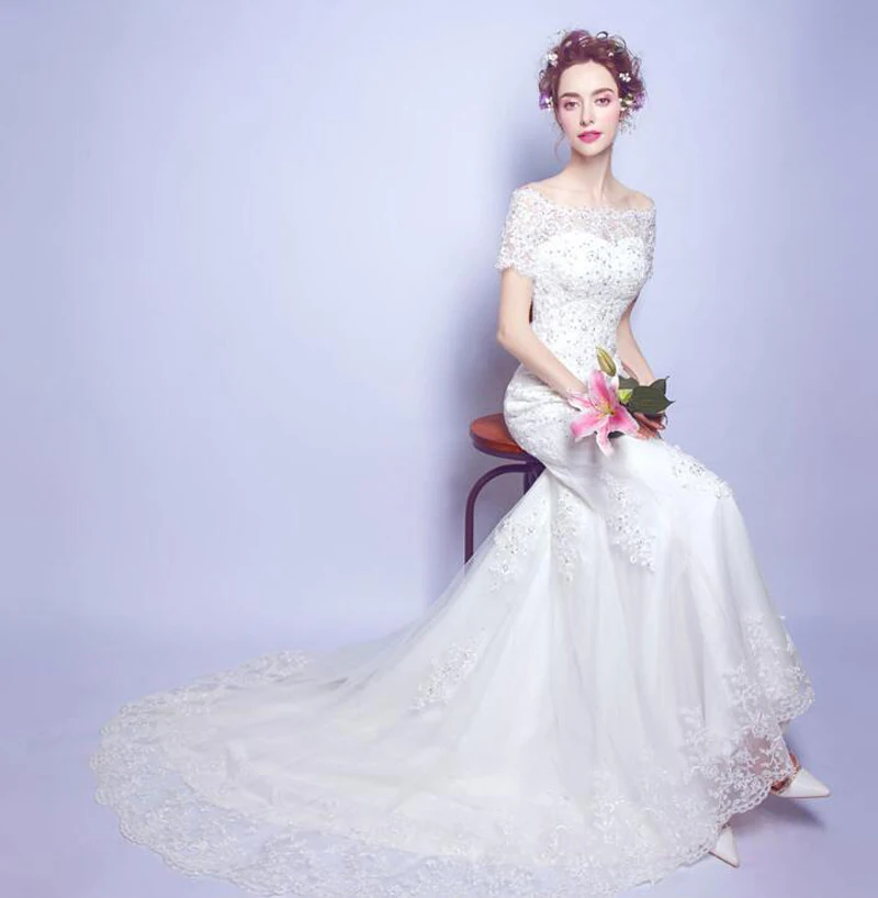 Сексуальная Русалка торжественные платья Реальное изображение Лодка шеи с плеча