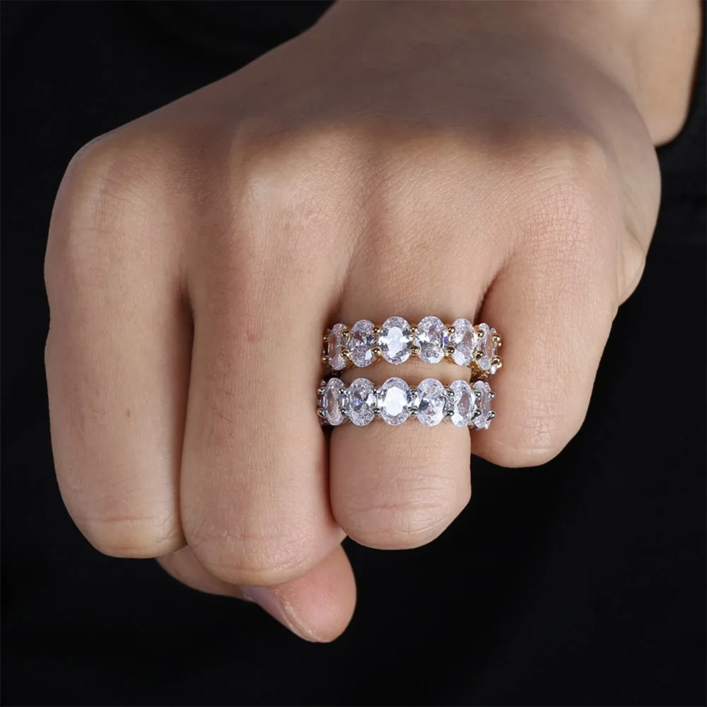 JINAO Iced Out Золото Серебро Цвет Полный Bling 1 ряд сердце кольцо Роскошные CZ свадебные Циркон полые помолвки хип хоп Ювелирные изделия Подарки
