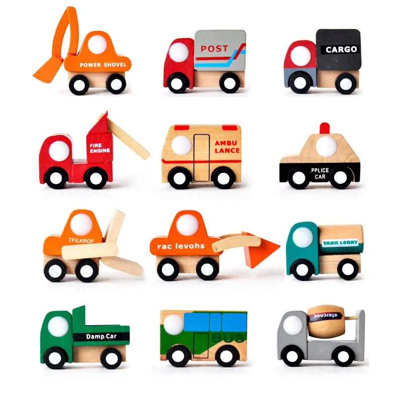 

Hot Sale! 12Pcs Mini Cars Decoration Wooden Cars Model Toy Vehicles Toy for Children brinquedo menino
