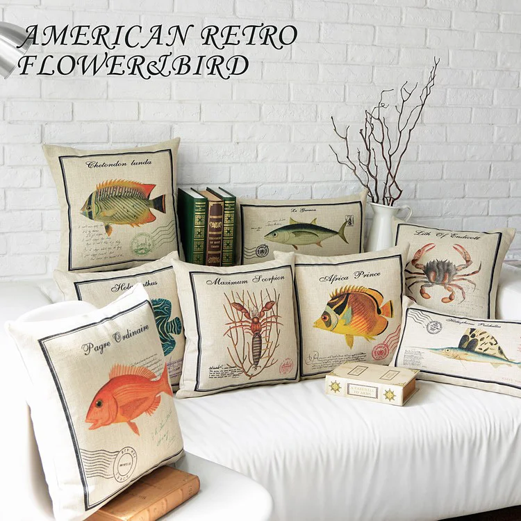 Креативная Подушка американская кантри морская рыба льняная наволочка подушки