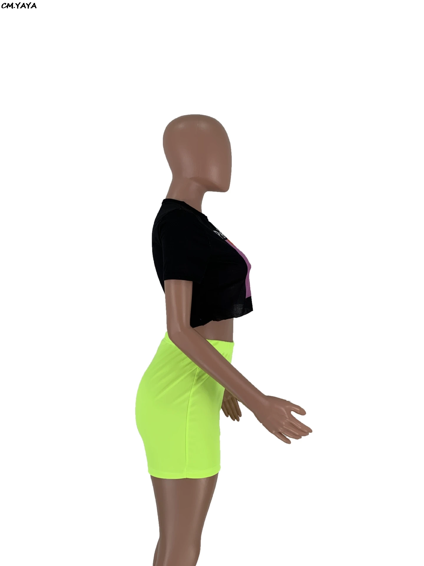 Новинка 2019 женский летний костюм с буквенным принтом короткий рукав круглый