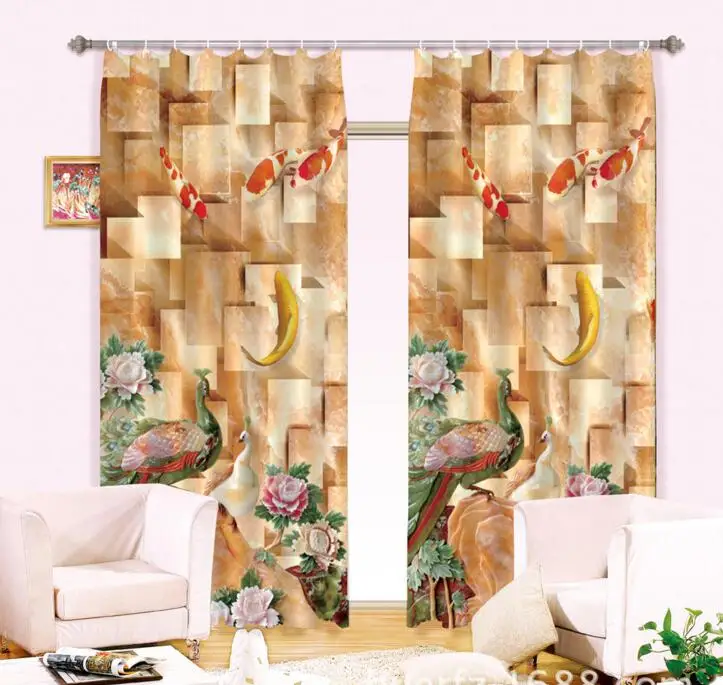 

Peacock Curtain Luxury Blackout 3D Window Curtains For Living Room Bedroom Customized size Drapes Cortina Rideaux Cushion cover