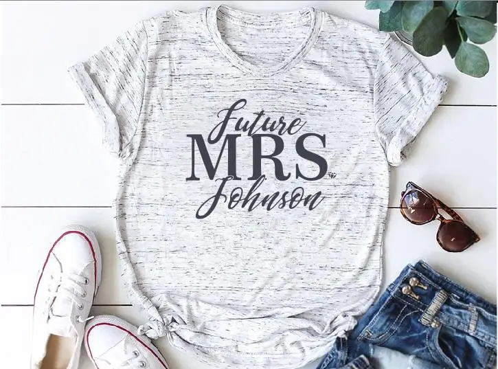 marble t black words Пэдди дизайн будущая миссис футболки на заказ подарок для невесты верхний тройник Свадебный медовый месяц Для женщин топы Футболка Модная хлопковая футболка и милые - Цвет: marble t black words