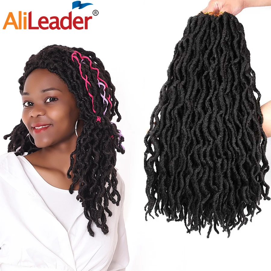AliLeader 12 &quotкороткая натуральная богиня Faux locs Curly Дети крючком косы волосы Черный