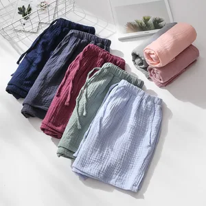 Summer Couple Cotton Crepe Gauze Pajama Pants Men and Women Sleep Shorts Women Sleeping Pajamas Shor in USA (United States)