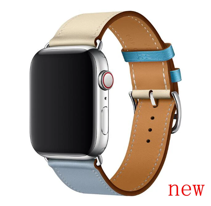 Bleu Lin Craie Высококачественный ремешок для часов iwatch series 4 3 2 1 для Apple Watch Band кожаный ремешок 42 мм 38 мм 40 мм 44 мм серия 5 - Цвет ремешка: Bleu Lin Craie