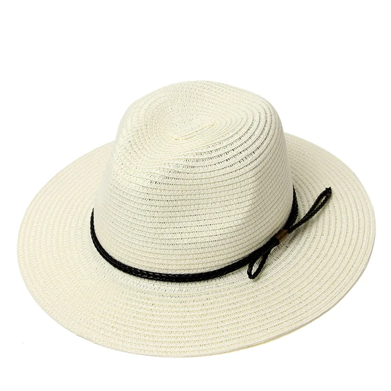 Milk White Шляпа женская летняя шляпа соломенная шляпа Панама Fedora пляжный отдых широкими полями козырек повседневное летние шля - Цвет: Milk White