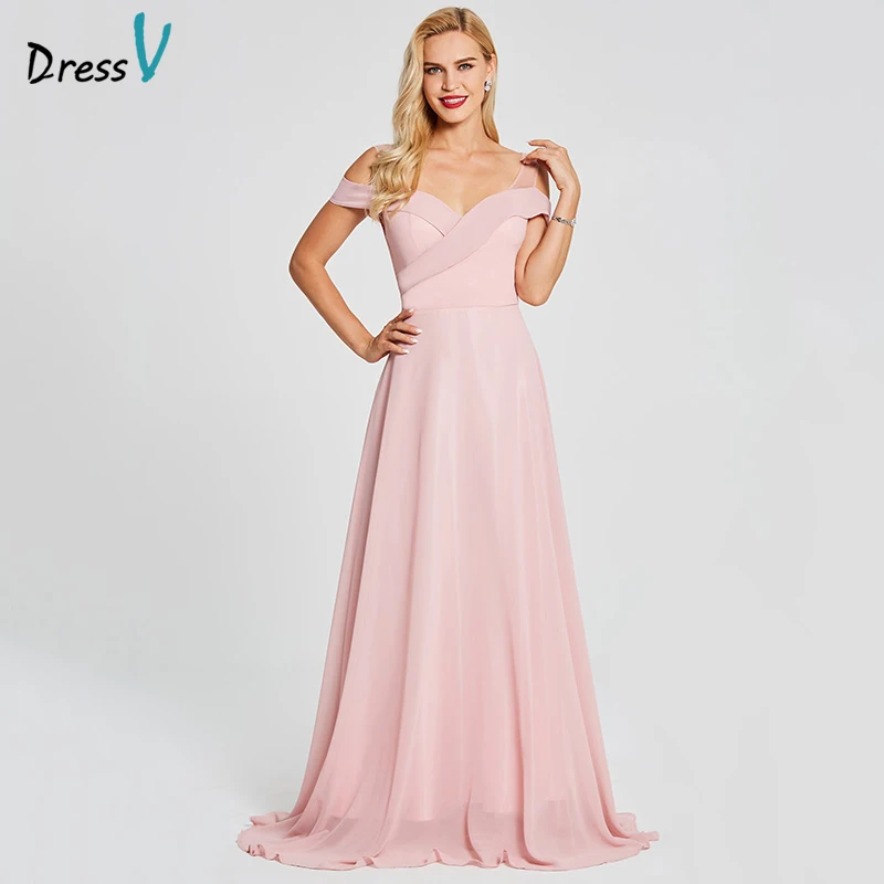 Pink Dressv розовое длинное вечернее платье с открытыми плечами Дешевое ТРАПЕЦИЕВИДНОЕ платье без рукавов для свадебной вечеринки вечернее платье на молнии es - Цвет: Pink