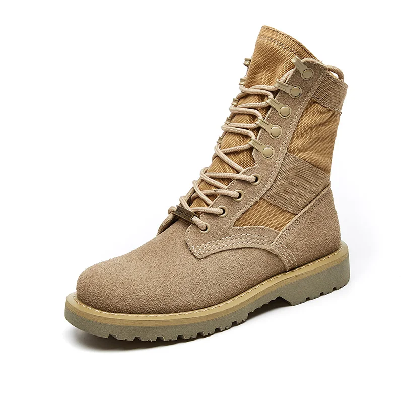 High-top beige ZSAUAN; женские военные ботинки на платформе; пара мужских ботинок в британском стиле; женские ботильоны в военном стиле; зимняя теплая Рабочая обувь; - Цвет: High-top beige