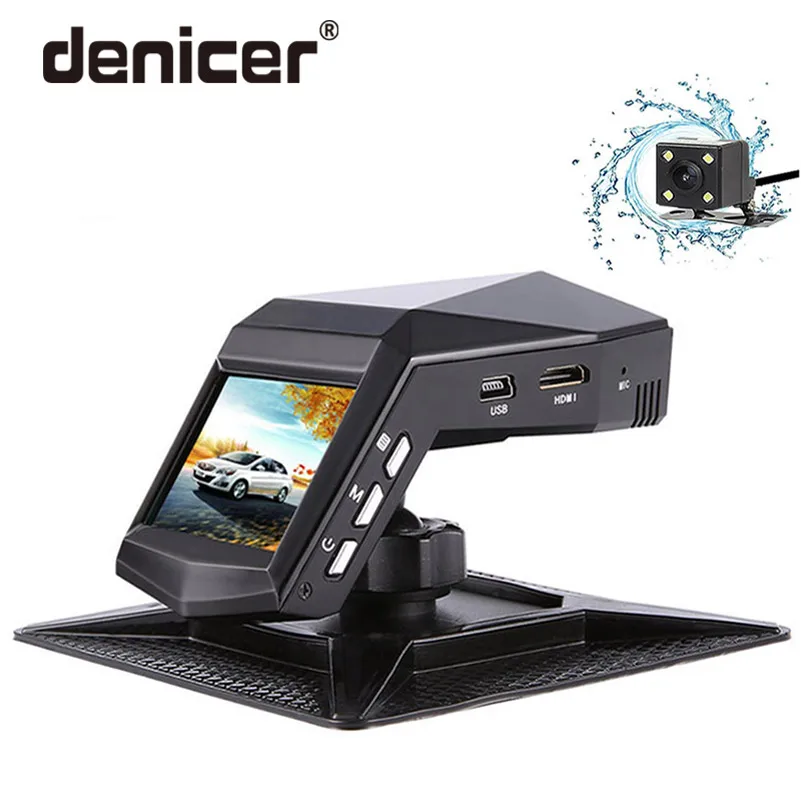 Denicer Автомобильный видеорегистратор с двумя объективами, видеорегистратор Full HD 1920x1080 P, видеорегистратор, регистратор с камерой заднего вида, с g-сенсором