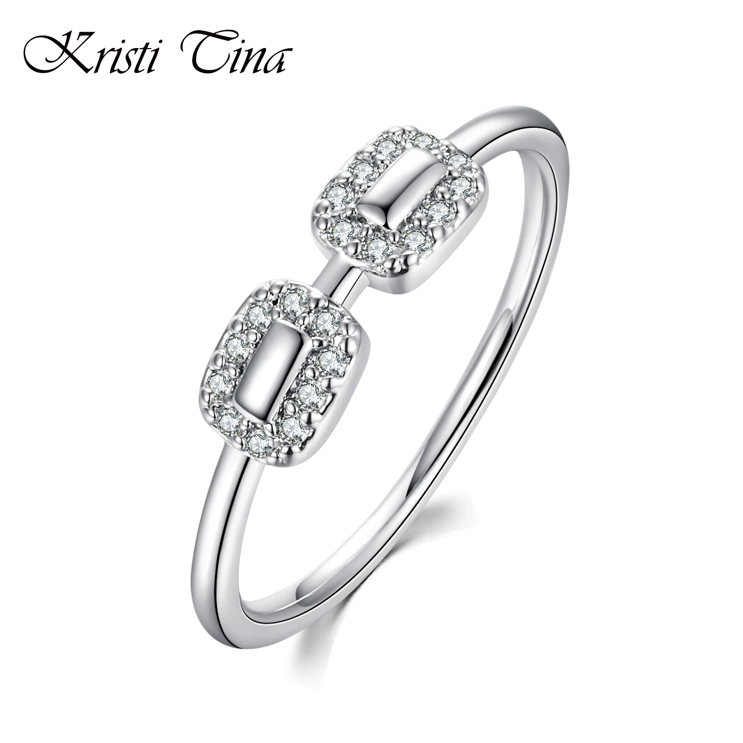 Kristi Tina simple Cubic Zirconia Ring Fashion Wedding Jewelry Female Engagement Crystal Silver Party New Gift | Украшения и