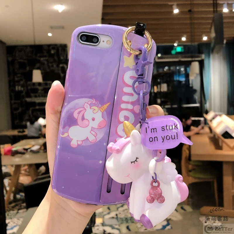 Для iPhone X/XS MAX чехол 7/8 plus 6/6s + Мягкий силиконовый XR оболочка Милый Розовый Единорог