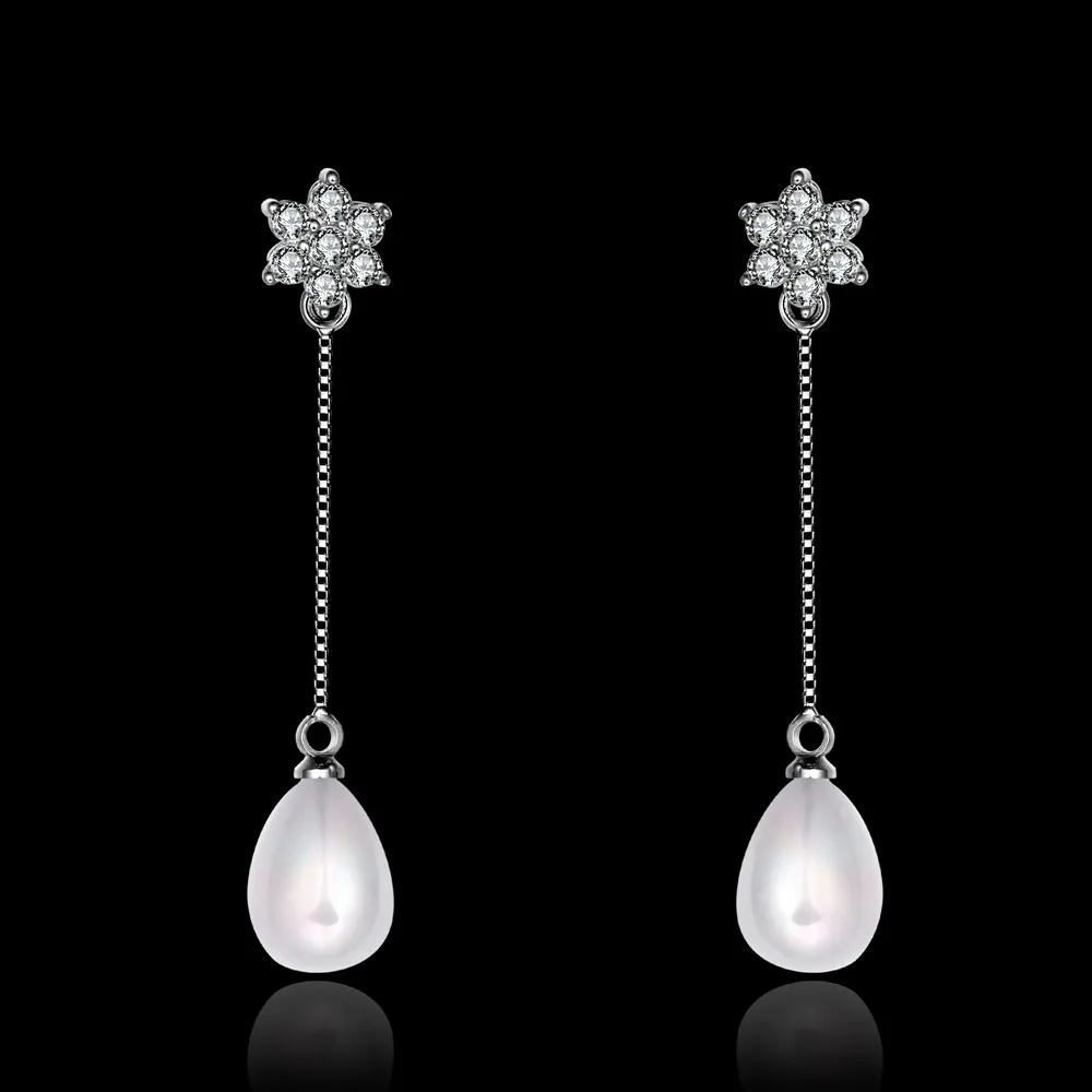 New PlatinumColor Pear Drop Earrings For Women Vintage Crystal Bridal White Gold Color | Украшения и аксессуары