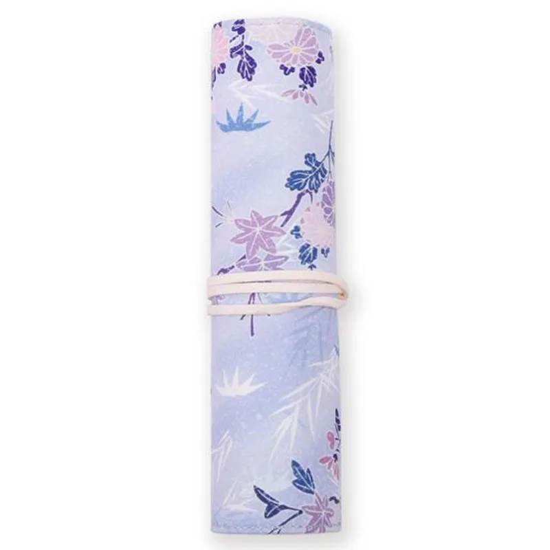 

Retro Large Capacity Stationery Storage Students Canvas Wrap Roll Up Pencil Case Pen Brush Bag