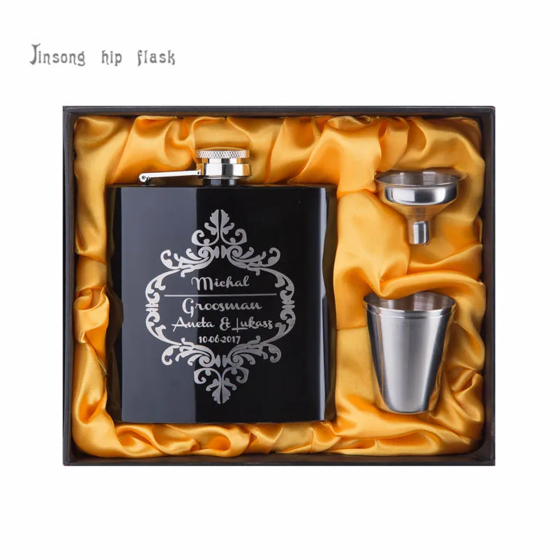 6 унций персонализированная плоская фляжка из нержавеющей стали подарки для