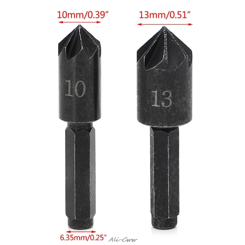

2Pcs 1/4" Hex Shank 7 Flute Countersink Drill Bit Counter Sink Chamfer Cutter