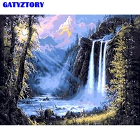 frameless waterfall landscape diy painting by numbers kits acrylic paint modern wall art picture hand painted on canvas artwork