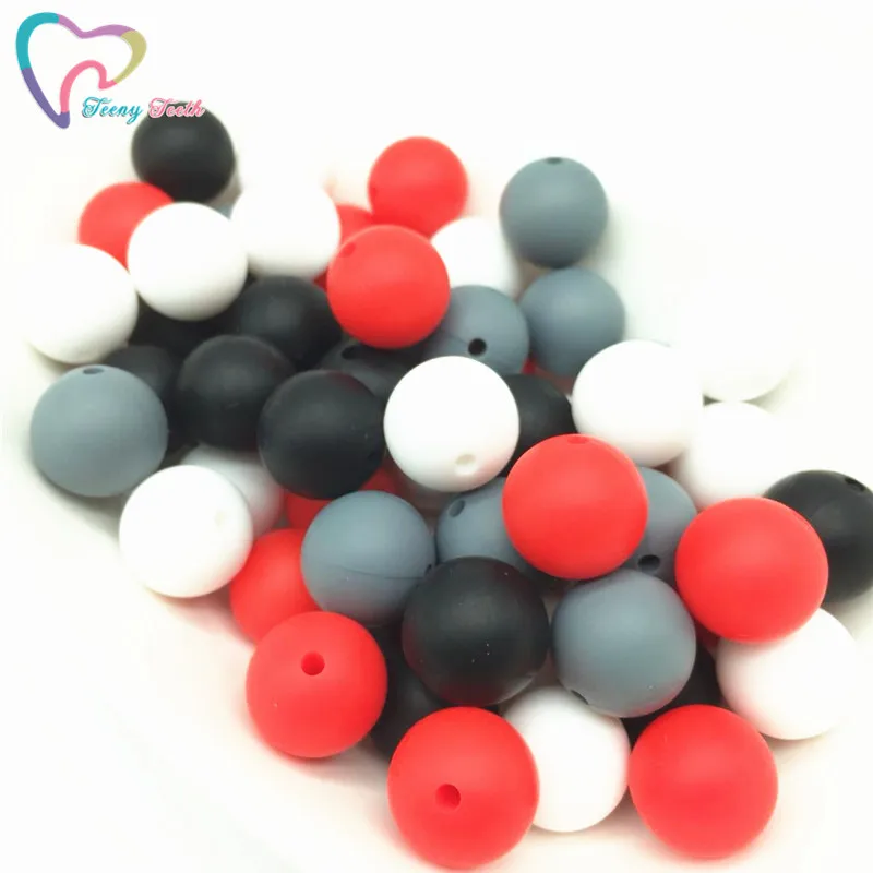 Teeny Teeth 40 PCS White Red Round 12 MM Baby Teething Beads BPA Free Mordedor Perle Silicone Dentition For Necklace Making | Украшения и