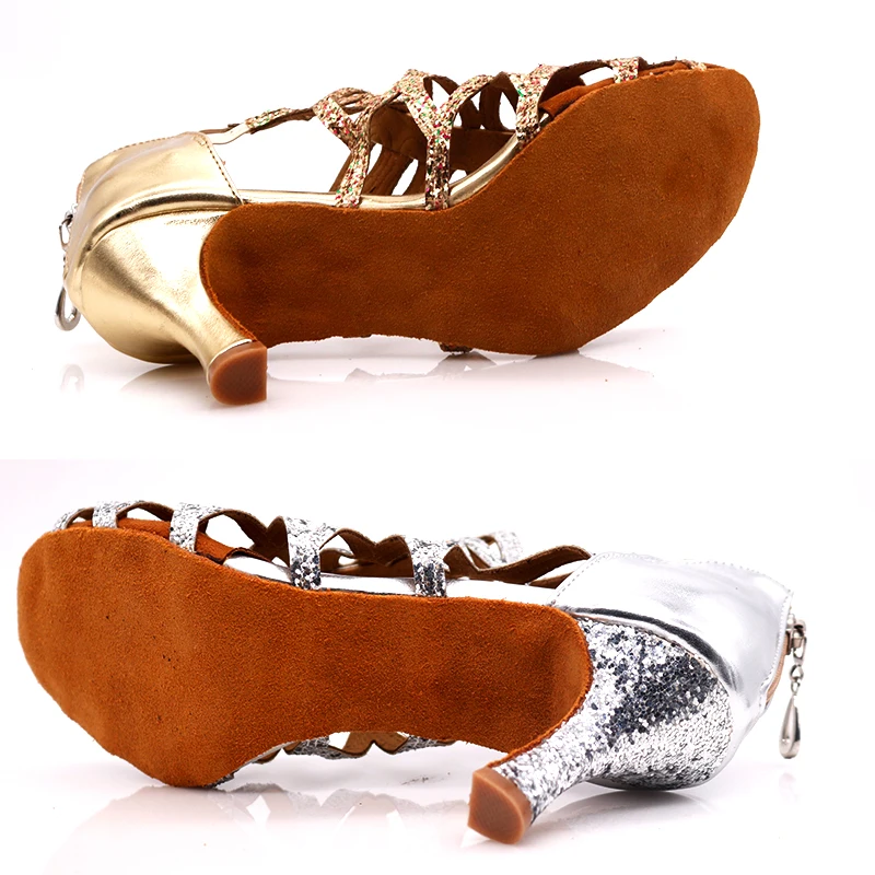 Женские туфли для латиноамериканских танцев Samisoler блестящие с вырезами