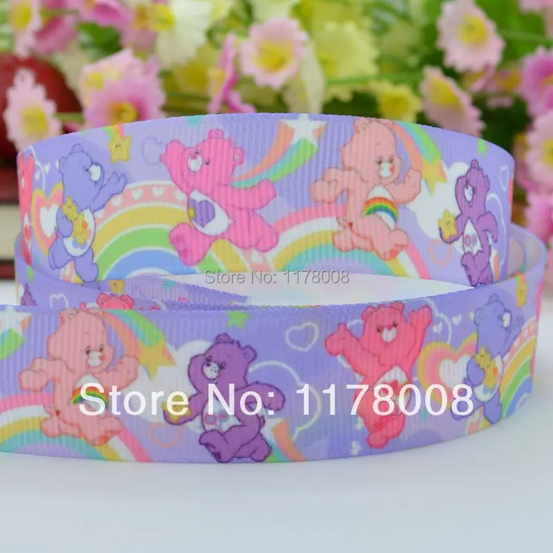 50Y DUWES 7/8&quot 22mm Care bears Cartoon Printed grosgrain ribbon hairbow DIY handmade clothing materials wholesale OEM | Детская