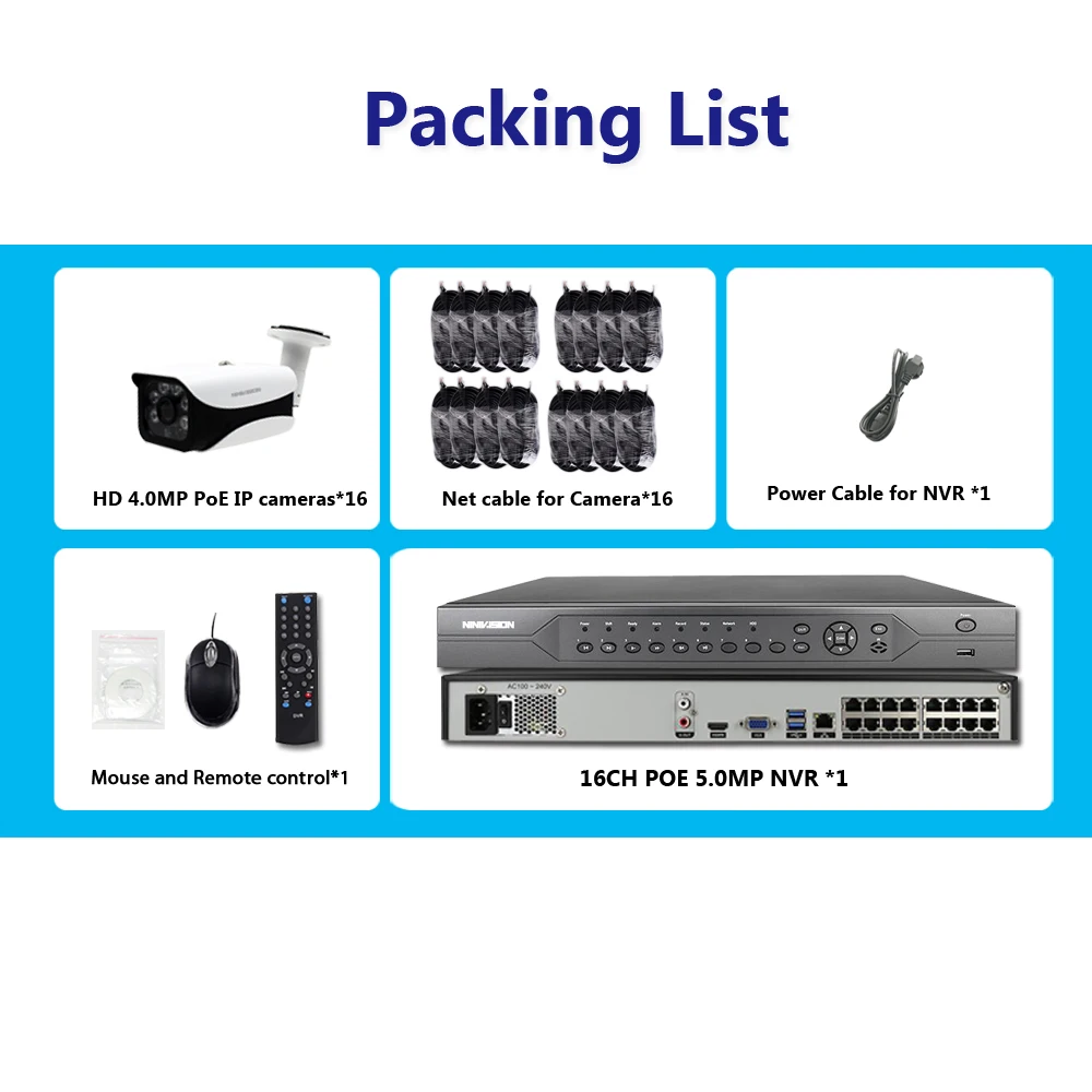 16CH 4K POE NVR 5MP 3MP комплект PoE IP камера P2P Облако Onvif FTP CCTV система ИК наружного ночного
