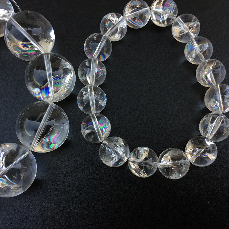 Радужный белый кварц Гималайский круглый 8/10/12/14/16/18/20 мм AA + браслет 7 5 дюйма FPPJ