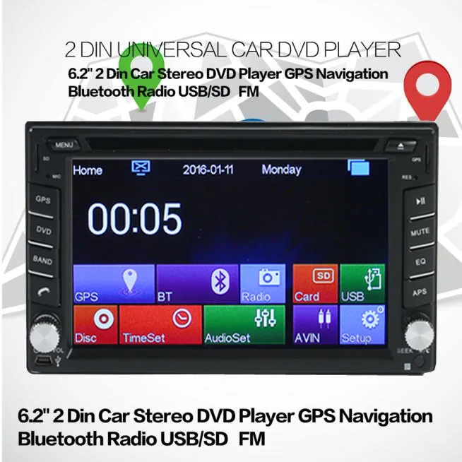 2 Din GPS 6 ''автомобильный DVD плеер Видео Стерео BT стерео радио CD MP3 MP4 с