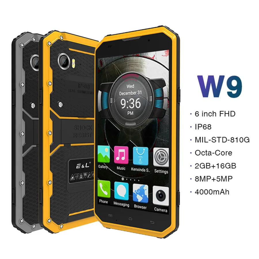 E & L W9 Водонепроницаемый смартфон дюйма 4G IPS Full HD Мобильный телефон Octa Core 4000 мА/ч IP68