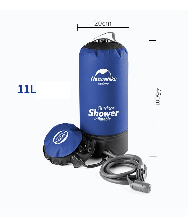 Naturehike 11L портативный душ на открытом воздухе с солнечным подогревом кемпинг душ для купания путешествия походные сумки для воды лагерь душ NH17L101-D