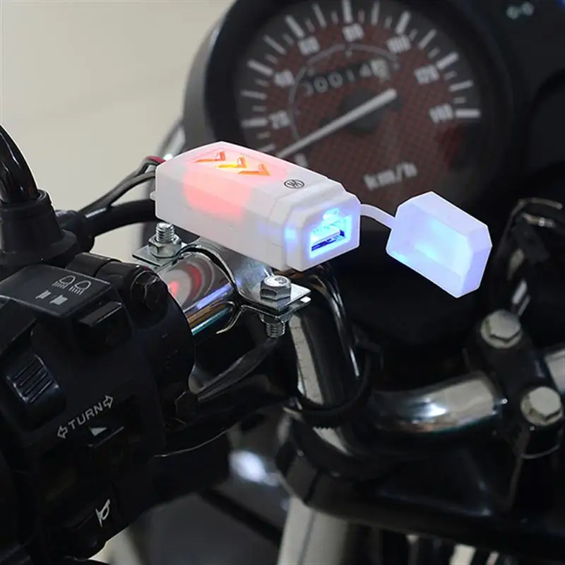 2.1A USB зарядное устройство автомобиля Motrocycle синий светодиодный адаптер для авто