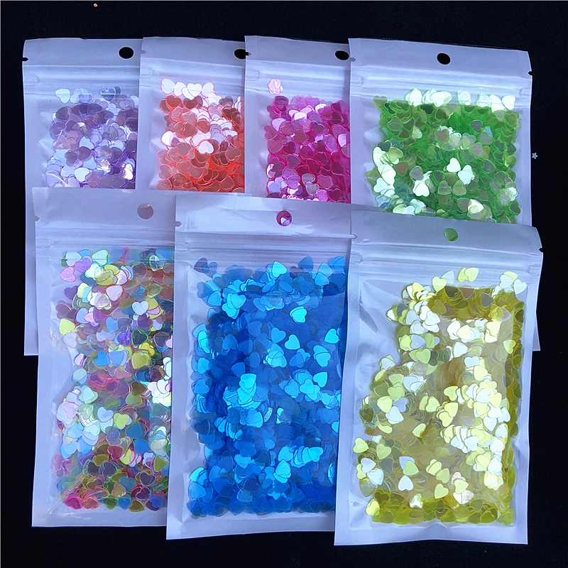 10 г/лот 6 мм Сердце Любовь ногтей Sequin Блеск для Craft DIY слизь пайетками маникюр