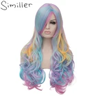 Объемный объемный парик Similler, длинный вьющийся парик из синтетических волос для косплея разных цветов и радуги