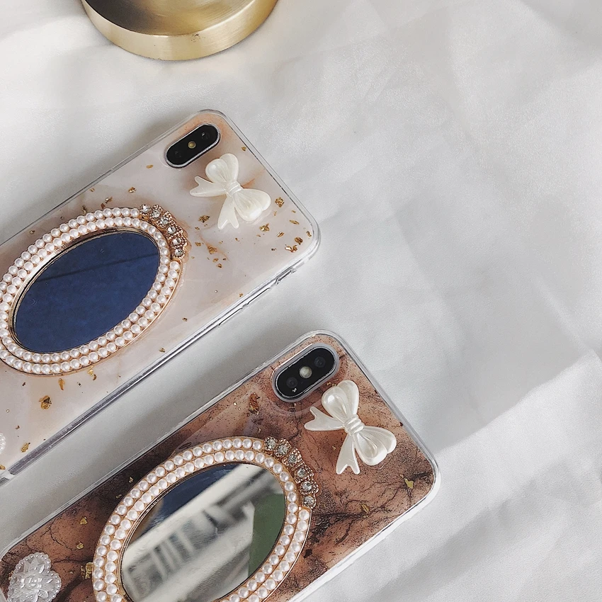Роскошный зеркальный чехол с бриллиантами для макияжа iphone 7plus 8 6S plus X XR XS MAX из