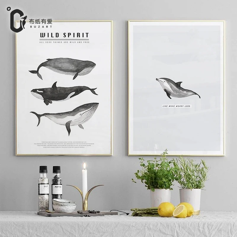 Кит скандинавские животные картины скандинавский дом деко настенные для спальни