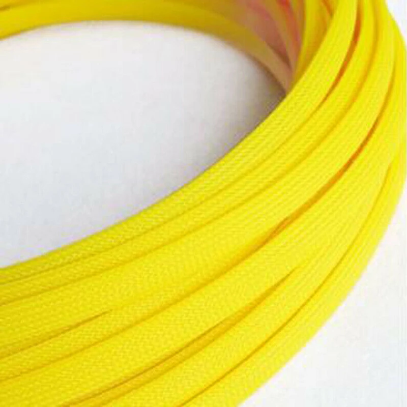 1-50Meters Snakeskin Mesh Wire Protecting Nylon Tight PET Expandable Insulation Sheathing Braided Sleeves Fluorescent Yellow |