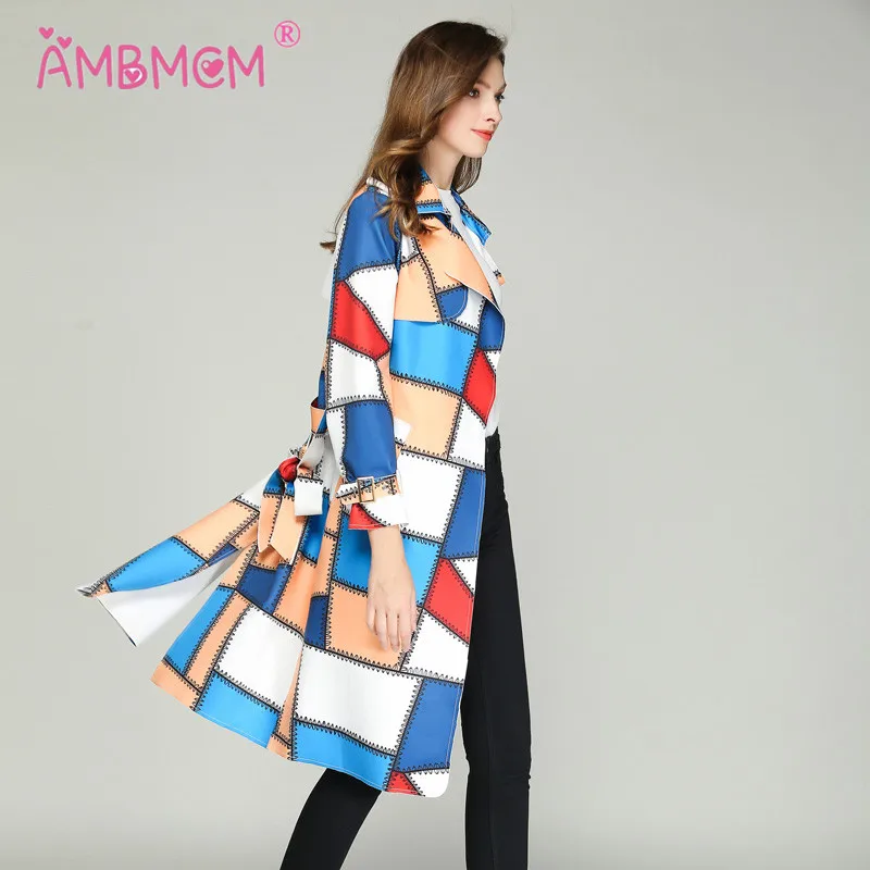 2018 New Fashion Autumn Winter Coat Women's Long Geometric Belt Outwear Elegant Vintage Warm Overcoat Coats AMBMCM | Женская одежда