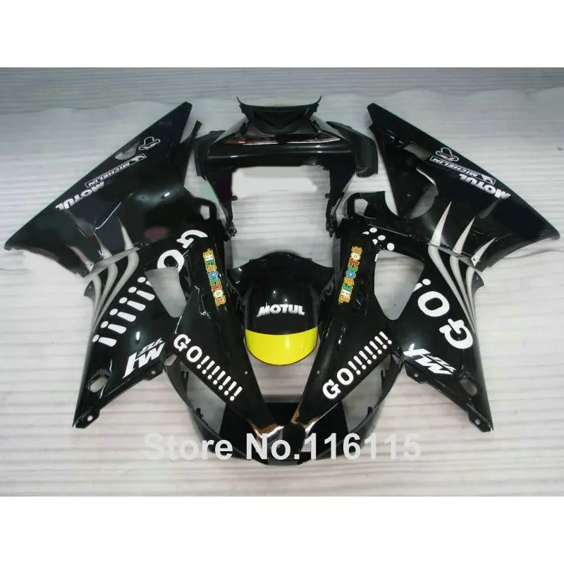 Литье под давлением Высококачественный ABS обтекатель комплект для YAMAHA YZF R1 2000 2001 black GO! YZF-R1 00 01 Обтекатели SD8