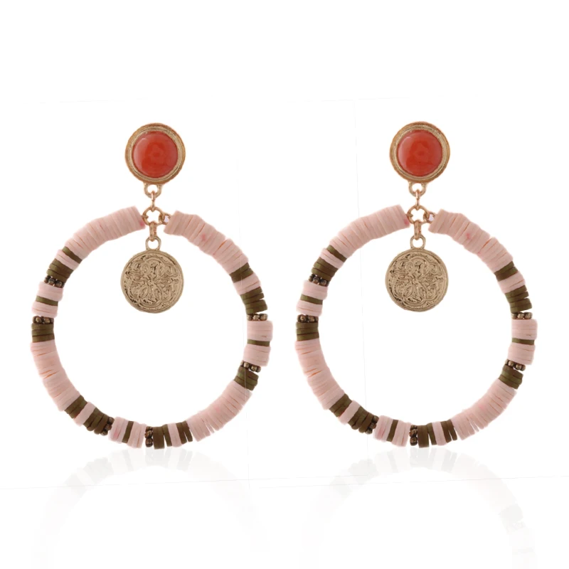Глиняные серьги NeeFu WoFu из мягкой керамики этнические Большие женские