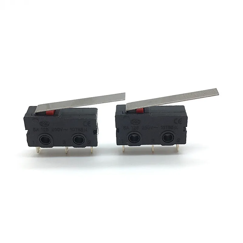With Lever 25mm 5 шт. мини микро концевой выключатель без NC 3 контакта PCB терминалы SPDT 5A 125 в 250 В роликовый дуговой рычаг оснастки действия нажимной микропереключатель - Цвет: With Lever 25mm