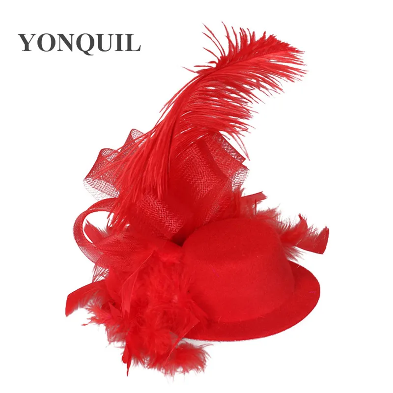 

Kentucky Fascinators With Feather Derby Wedding Hair Accessories Red Cocktail Party Hats NEW ARRIVAL High Quality Multi Colors