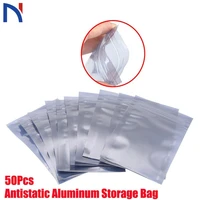 50pcs antistatic aluminum storage bag ziplock bags resealable anti static pouch for electronic accessories package bags