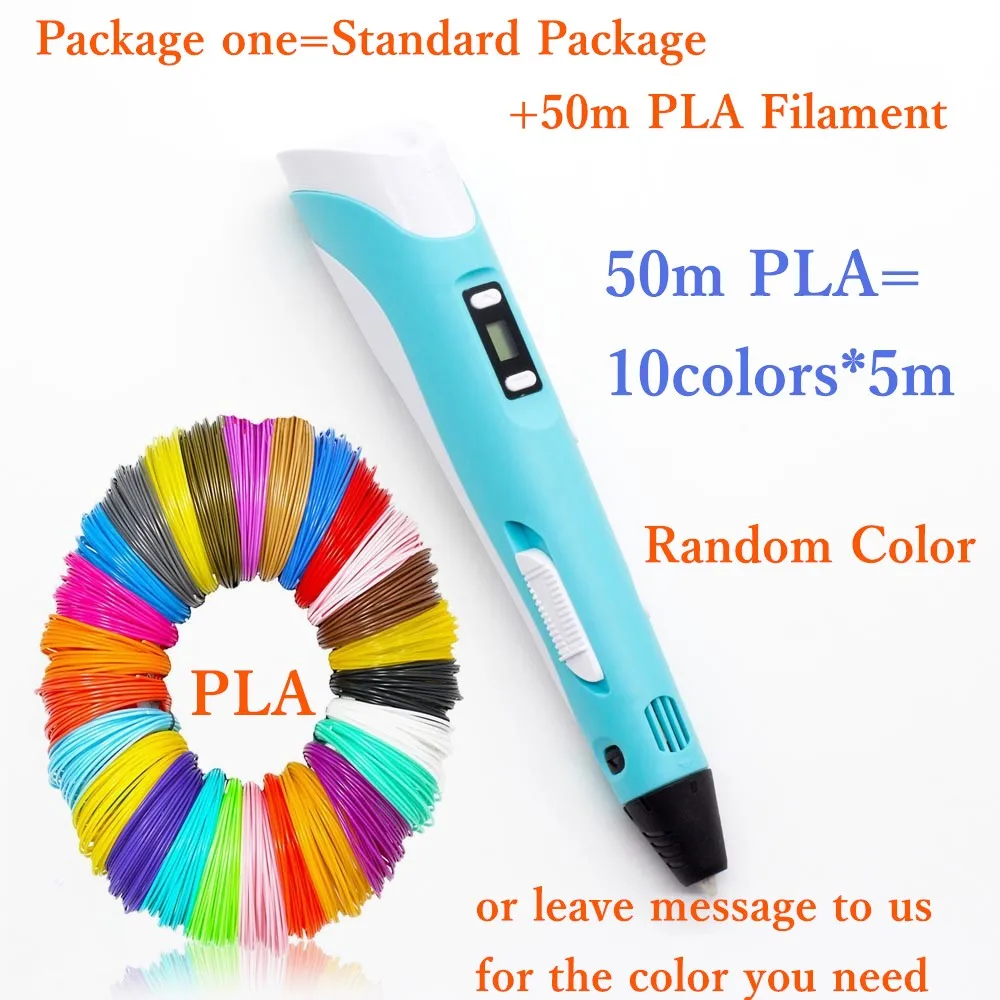 3D ручка Новые чертежная RP100 светодиодный Экран 50/100/200 PLA посылка выбрать 3d Ручка