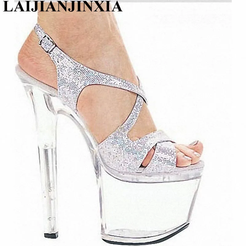 

LAIJIANJINXIA Colorful Sequins Women Summer Shoes Sandals High Heels Dress Party Shoes for Party Wedding Dance Shoes G-014