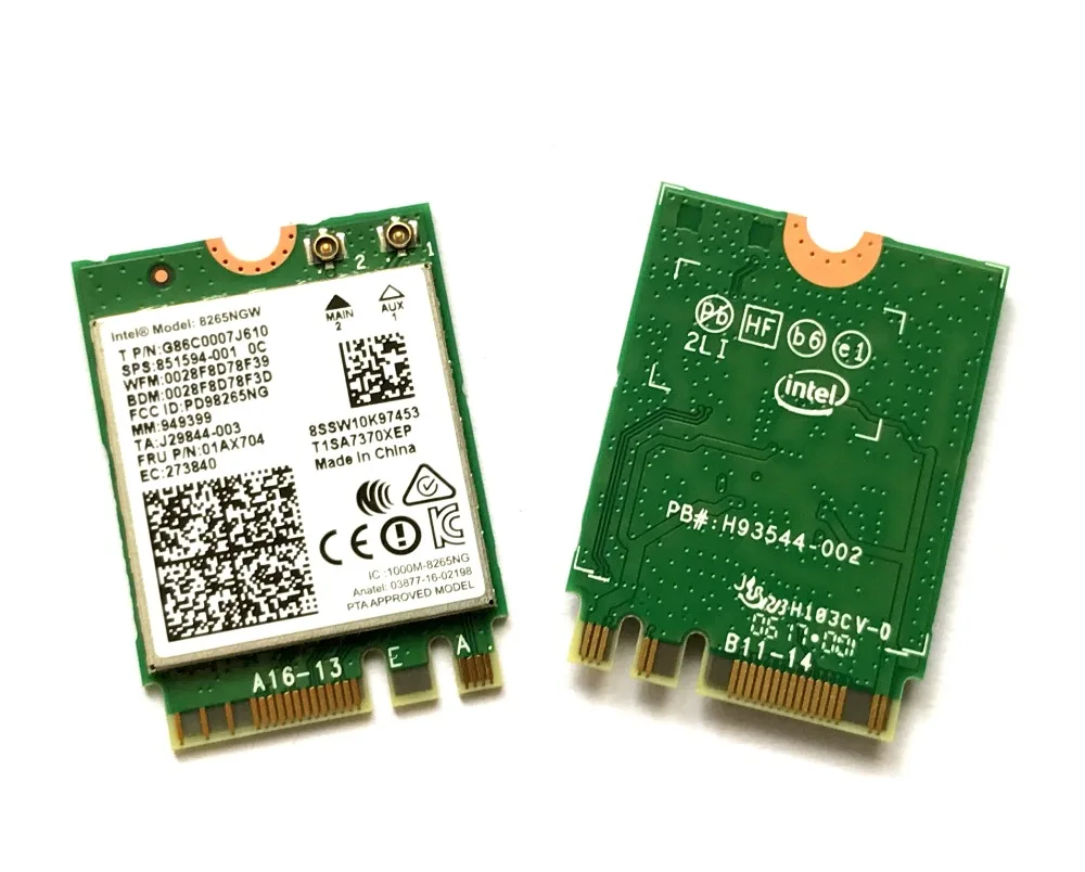 Новая Двухдиапазонная Wlan карта для Intel 8265NGW Wireless AC 8265 NGFF 802.11ac 867 Мбит/с 2x2 Wi Fi + Bluetooth 4